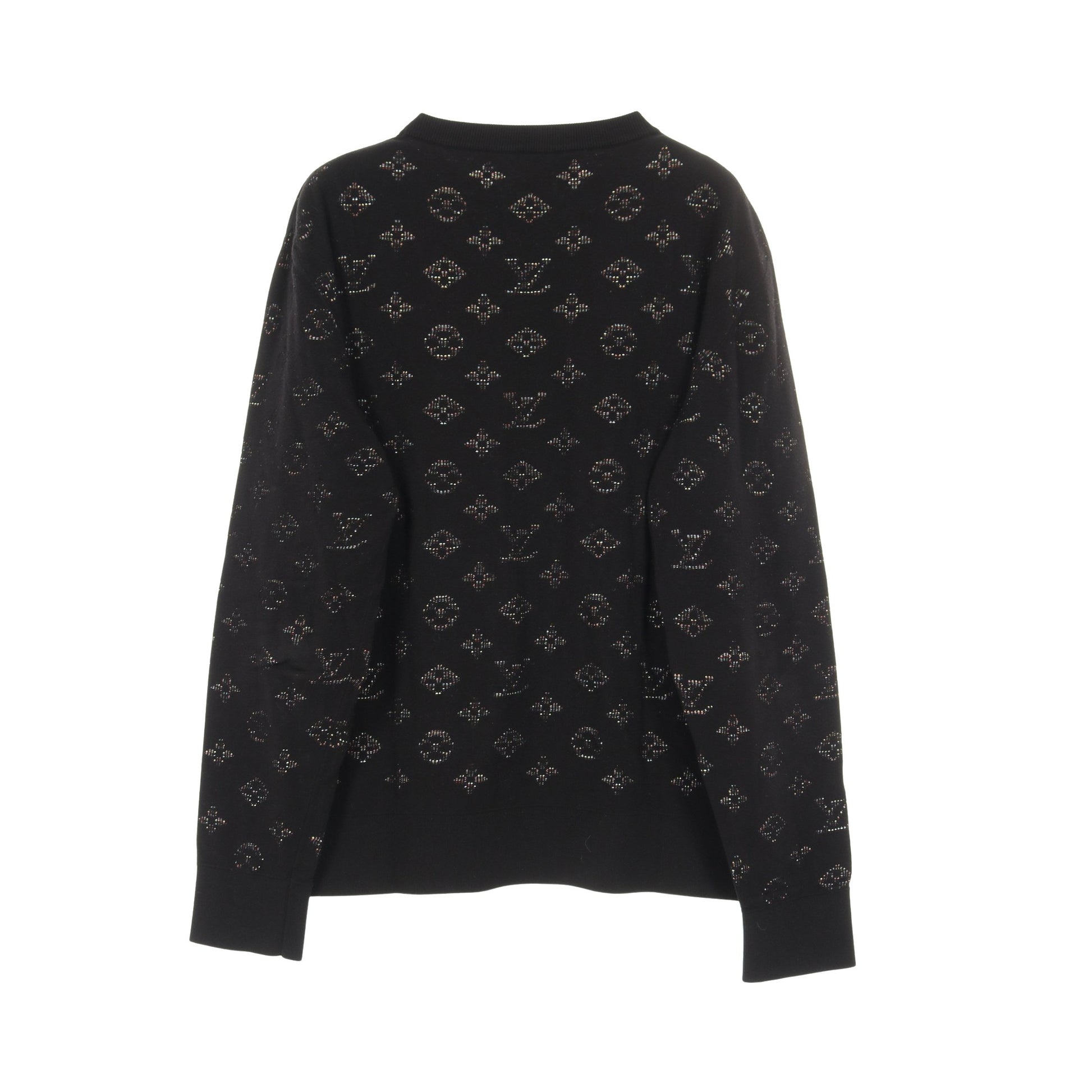 ドロップニードル モノグラムジャガード ニット クルーネック レーヨン コットン ブラック ルイヴィトン トップス LOUIS VUITTON