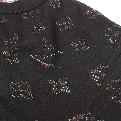 ドロップニードル モノグラムジャガード ニット クルーネック レーヨン コットン ブラック ルイヴィトン トップス LOUIS VUITTON