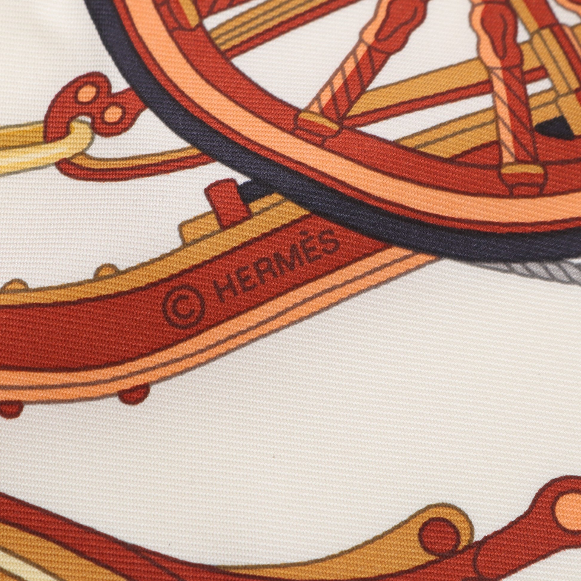 カレ90 STATELY WHEELS スカーフ シルク オフホワイト マルチカラー エルメス 財布・小物 HERMES