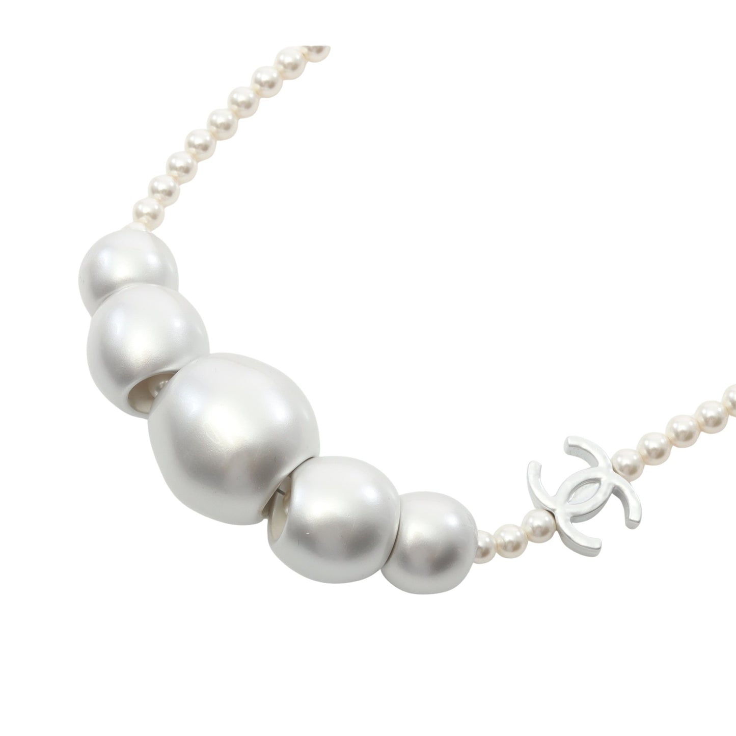 ココマーク ネックレス フェイクパール シルバー アイボリー B25C シャネル アクセサリー CHANEL