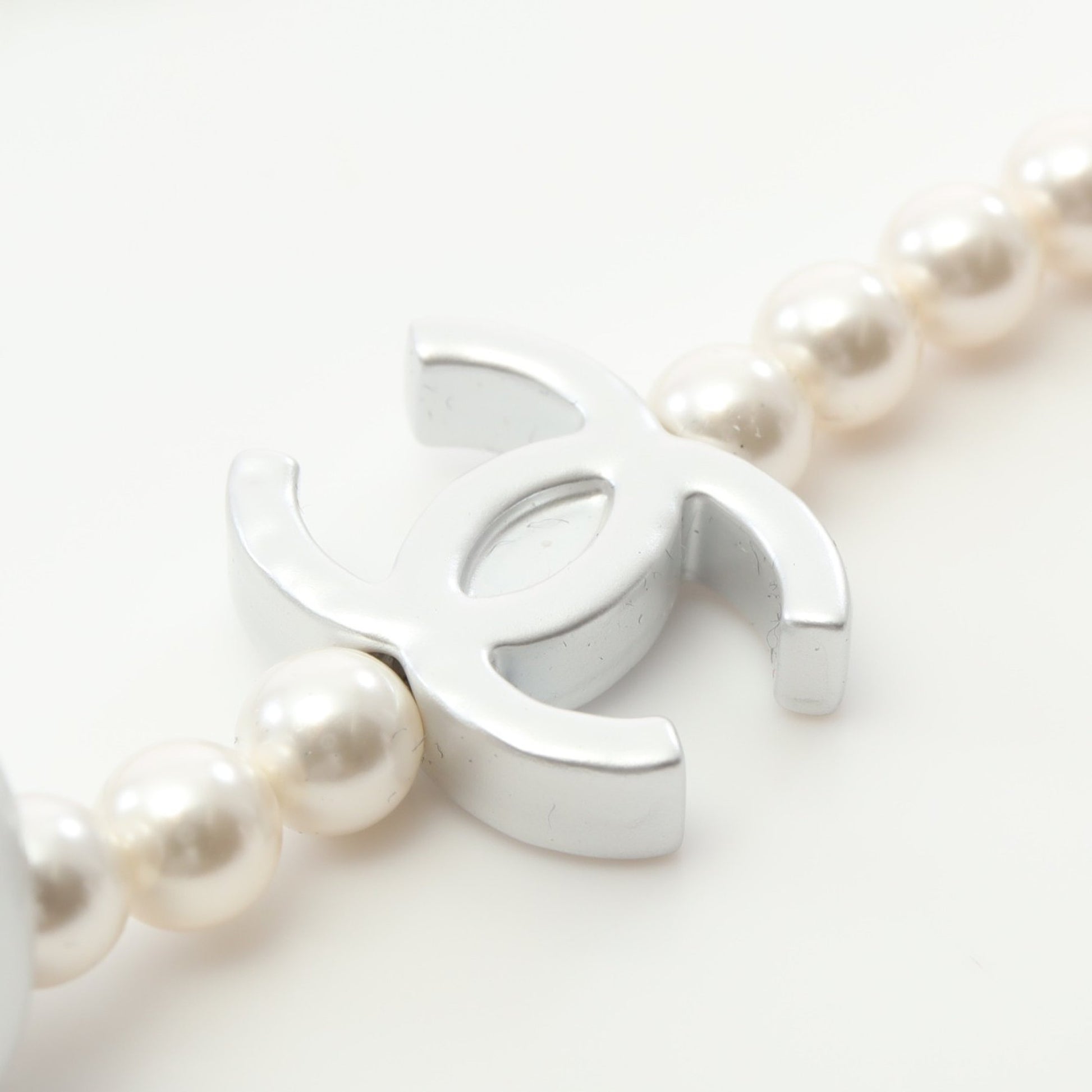 ココマーク ネックレス フェイクパール シルバー アイボリー B25C シャネル アクセサリー CHANEL