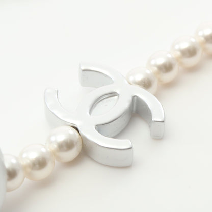 ココマーク ネックレス フェイクパール シルバー アイボリー B25C シャネル アクセサリー CHANEL