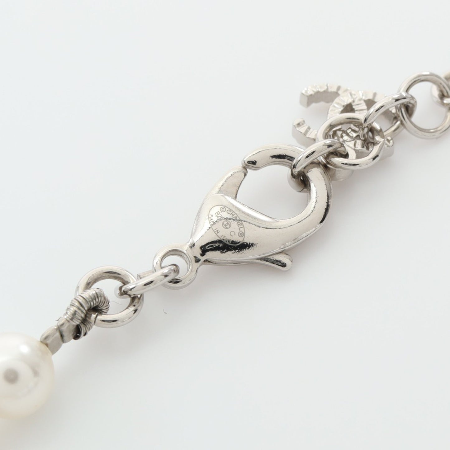 ココマーク ネックレス フェイクパール シルバー アイボリー B25C シャネル アクセサリー CHANEL