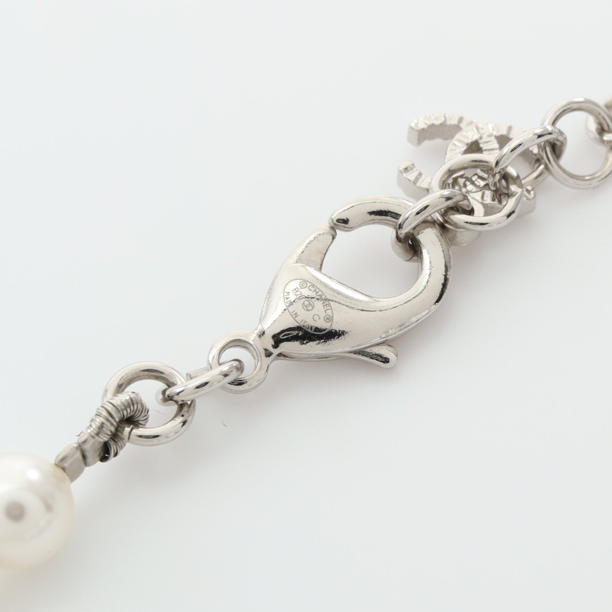 ココマーク ネックレス フェイクパール シルバー アイボリー B25C シャネル アクセサリー CHANEL