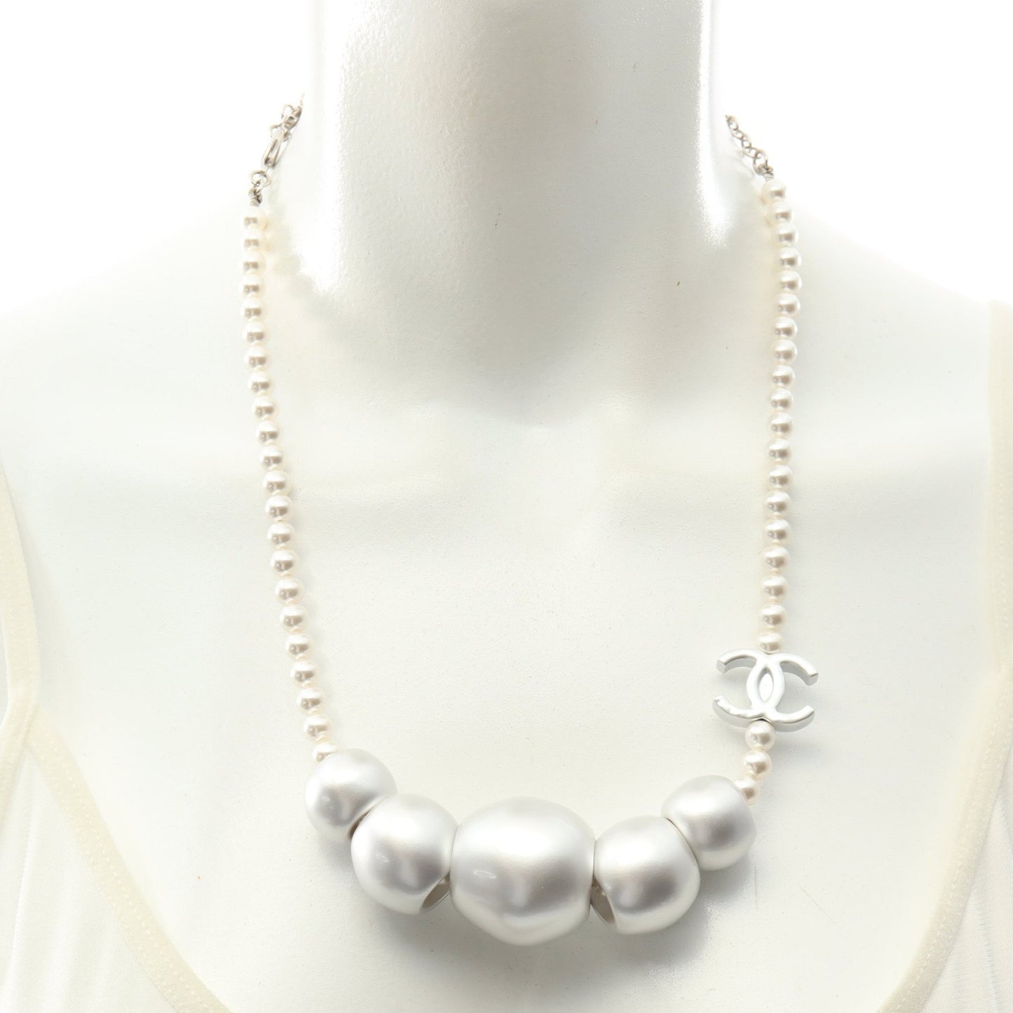 ココマーク ネックレス フェイクパール シルバー アイボリー B25C シャネル アクセサリー CHANEL