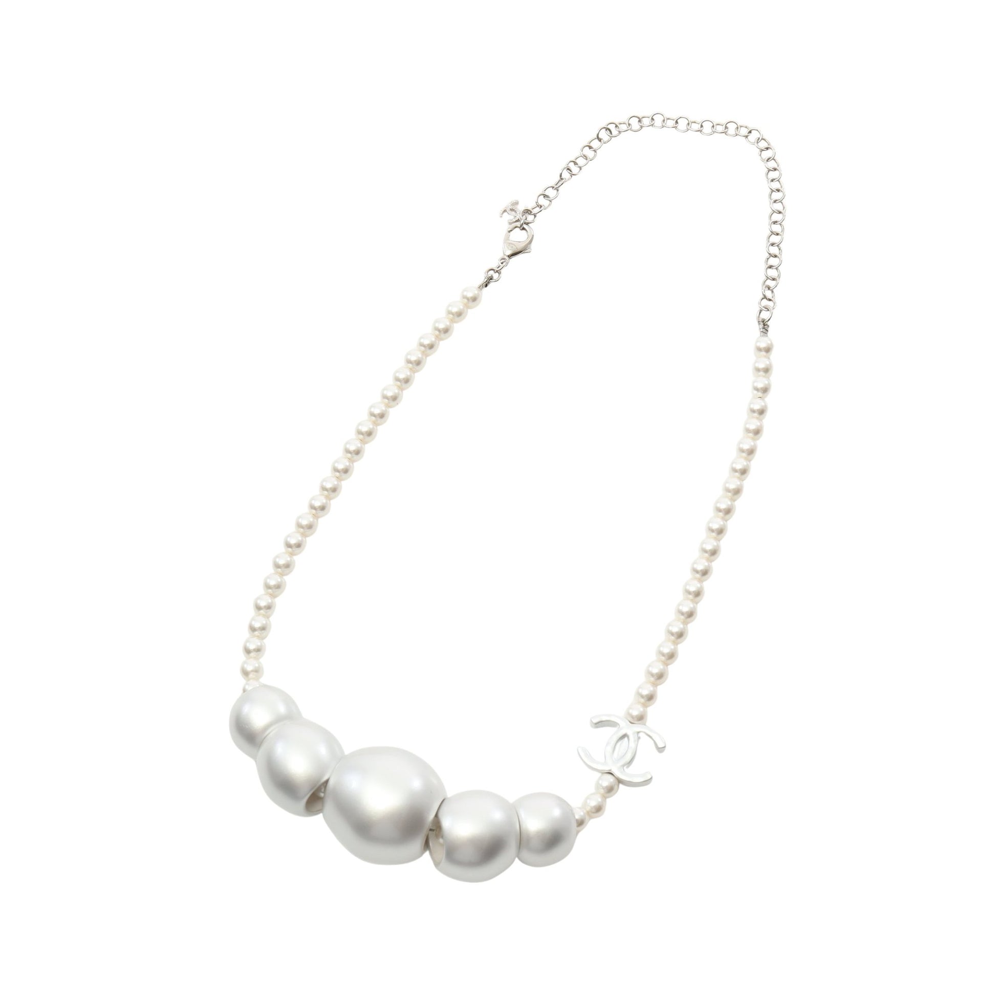 ココマーク ネックレス フェイクパール シルバー アイボリー B25C シャネル アクセサリー CHANEL