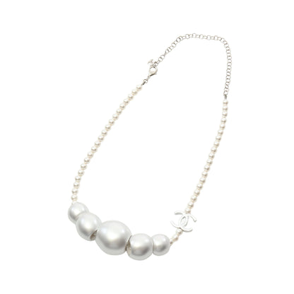ココマーク ネックレス フェイクパール シルバー アイボリー B25C シャネル アクセサリー CHANEL