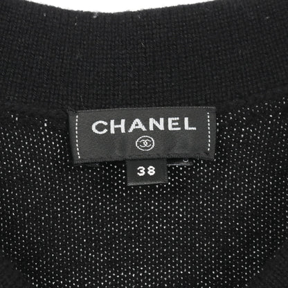 アイコンボタン ロング カーディガン カシミヤ ブラック シャネル トップス CHANEL