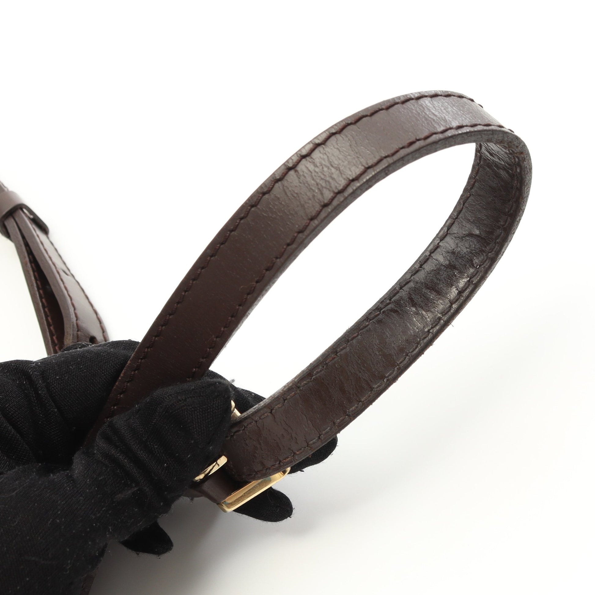 ミュゼットタンゴ ショートストラップ ダミエエベヌ ショルダーバッグ PVC レザー ブラウン ルイヴィトン バッグ LOUIS VUITTON