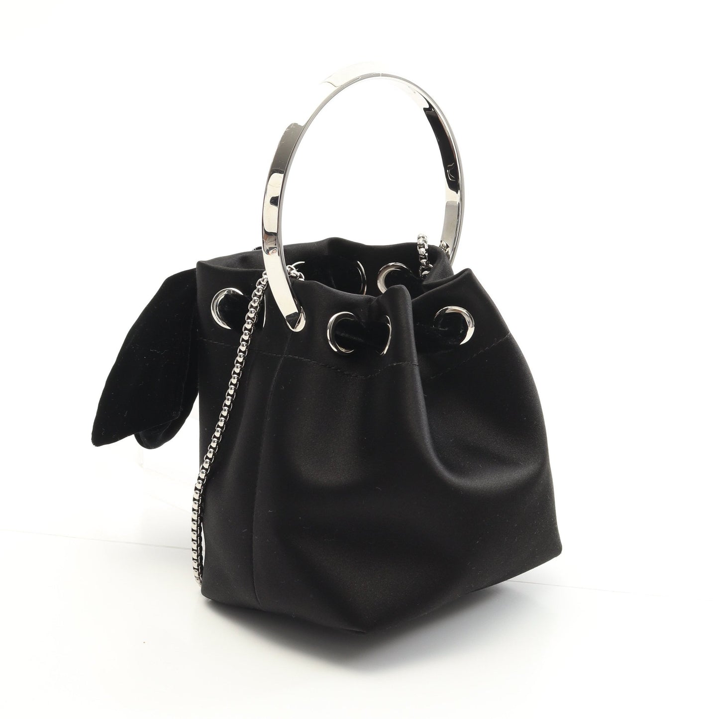 リボン チェーンショルダーバッグ サテン ブラック 2WAY ジミーチュウ バッグ JIMMY CHOO