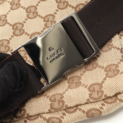 GGキャンバス ボディバッグ ウエストバッグ キャンバス レザー ベージュ ブラウン グッチ バッグ GUCCI