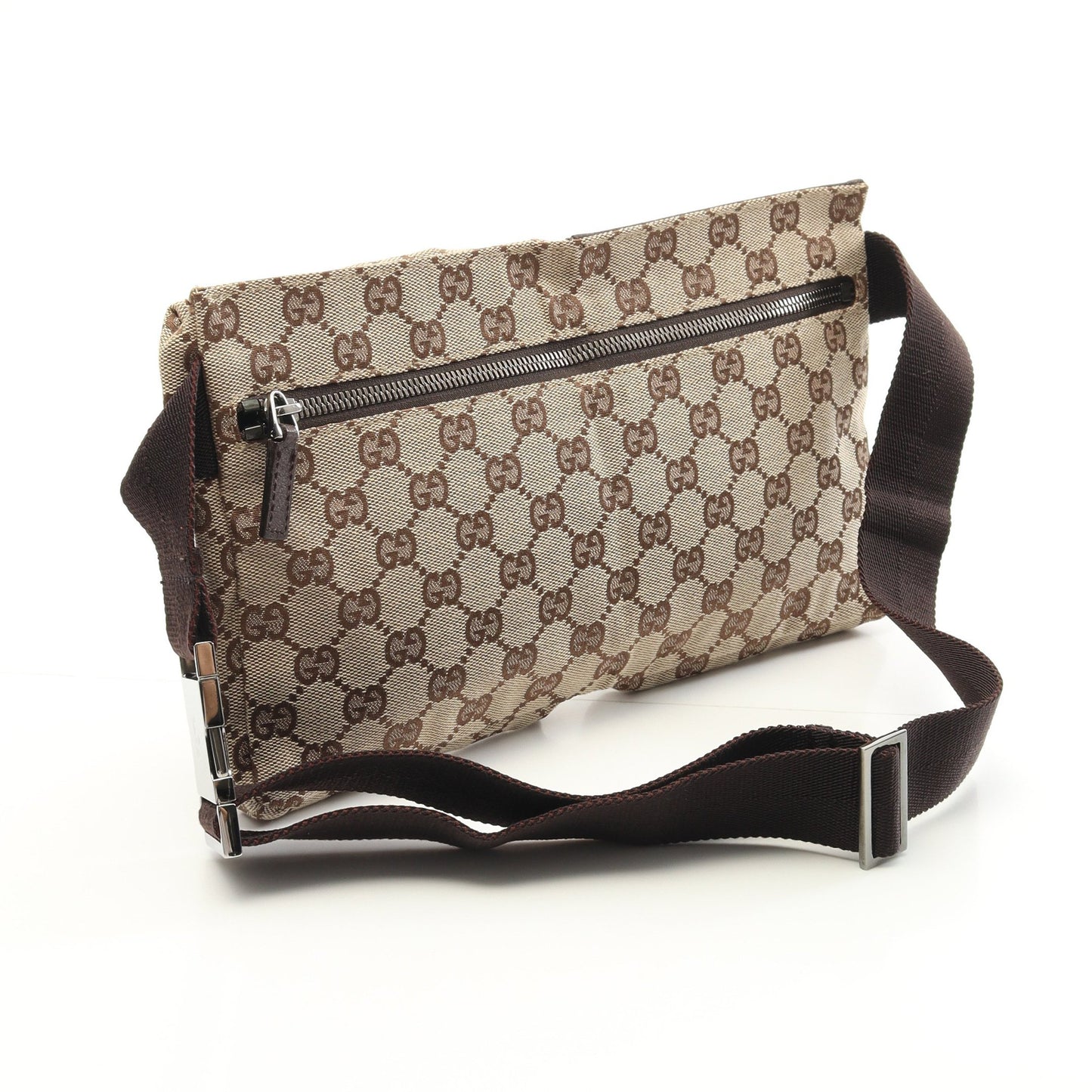 GGキャンバス ボディバッグ ウエストバッグ キャンバス レザー ベージュ ブラウン グッチ バッグ GUCCI