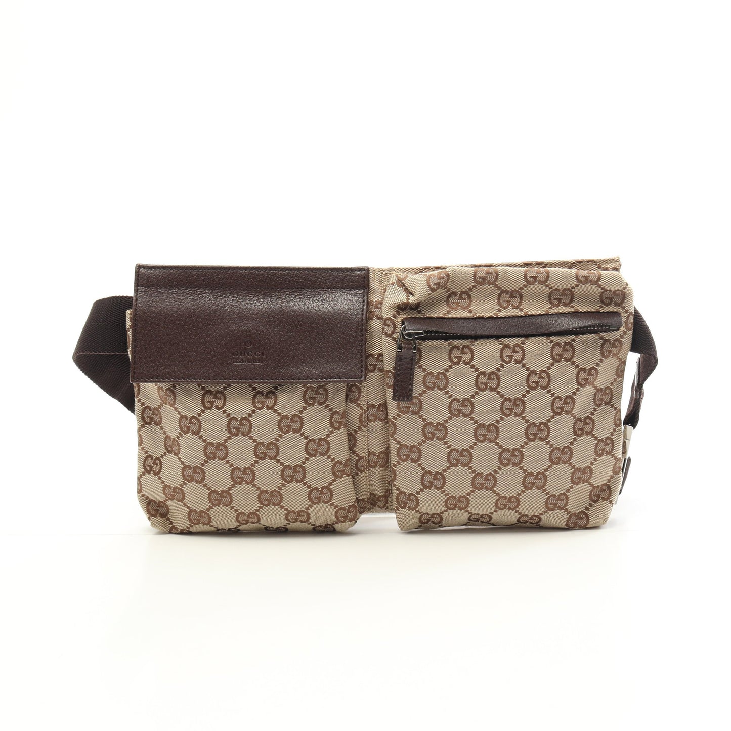 GGキャンバス ボディバッグ ウエストバッグ キャンバス レザー ベージュ ブラウン グッチ バッグ GUCCI