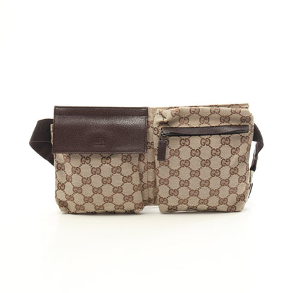 GGキャンバス ボディバッグ ウエストバッグ キャンバス レザー ベージュ ブラウン グッチ バッグ GUCCI