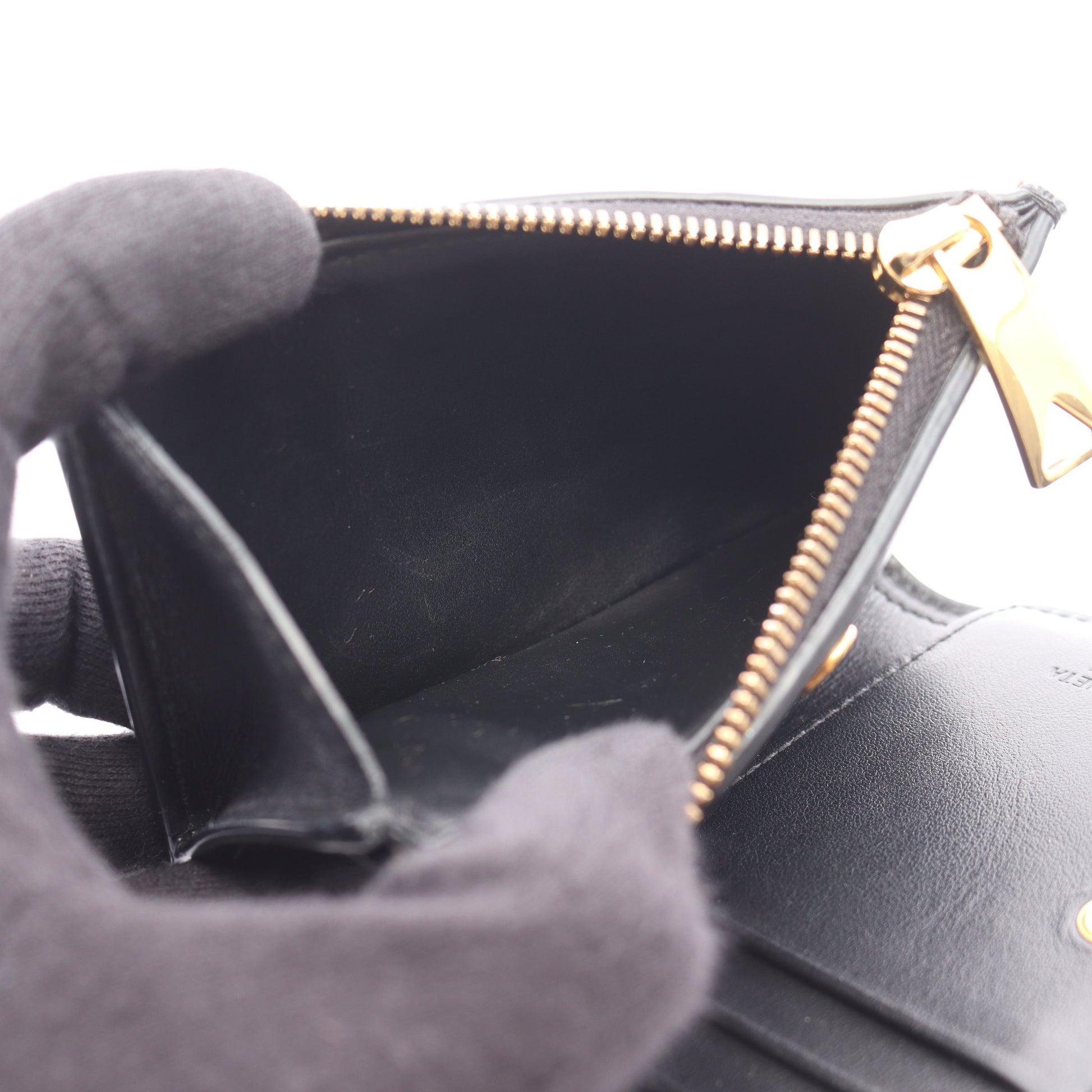 スモール カセット マキシイントレチャート 二つ折り財布 レザー ブラック ボッテガヴェネタ 財布・小物 BOTTEGA VENETA