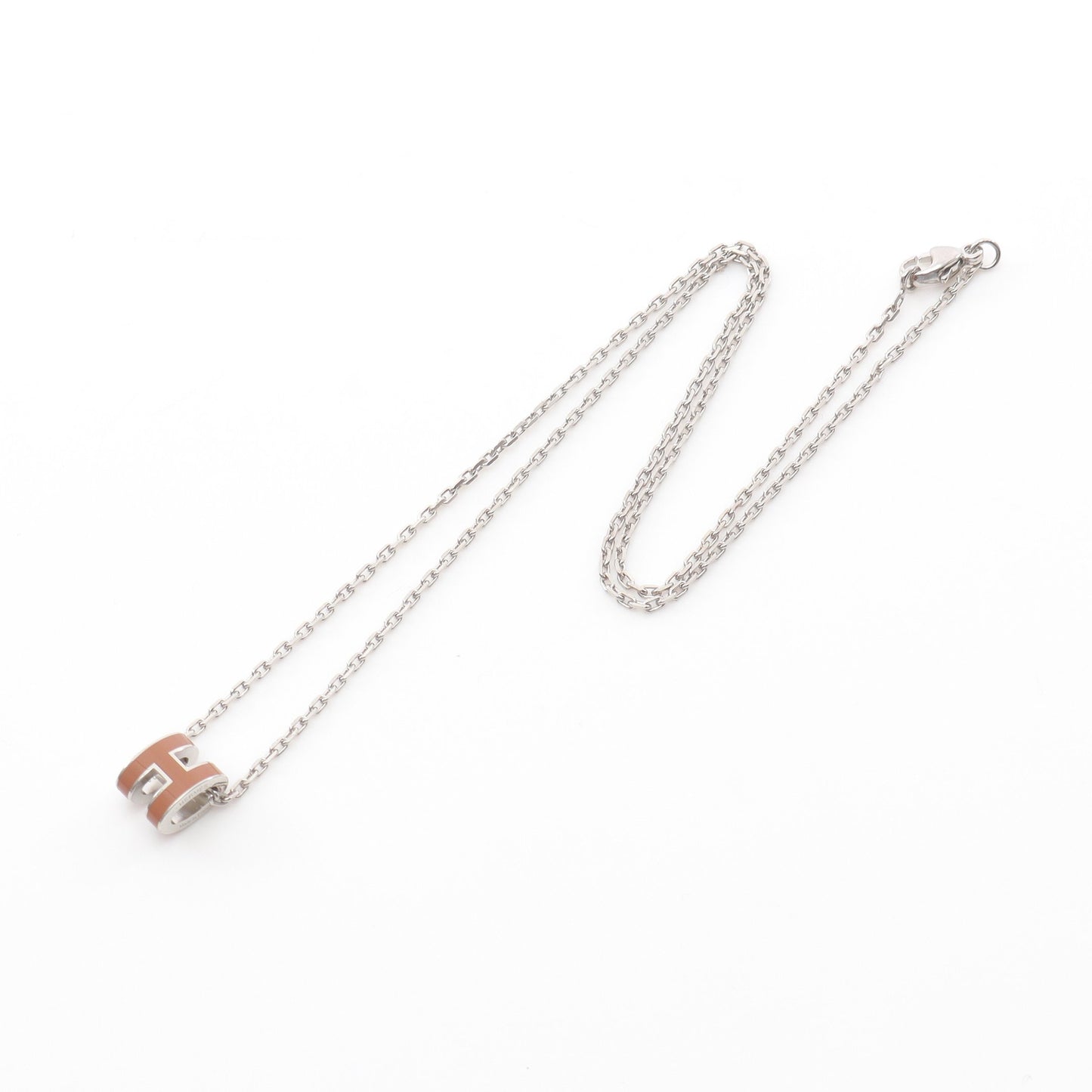 MINI POP H ミニポップアッシュ ネックレス シルバー ブラウン エルメス アクセサリー HERMES