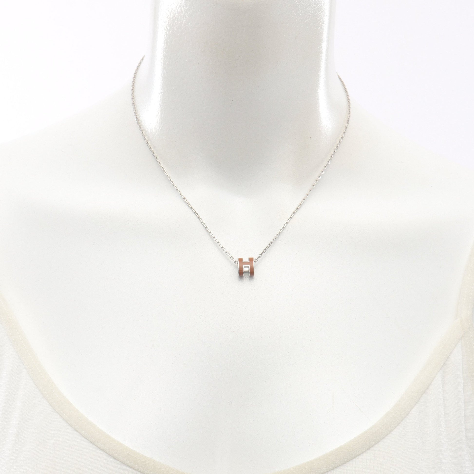 MINI POP H ミニポップアッシュ ネックレス シルバー ブラウン エルメス アクセサリー HERMES