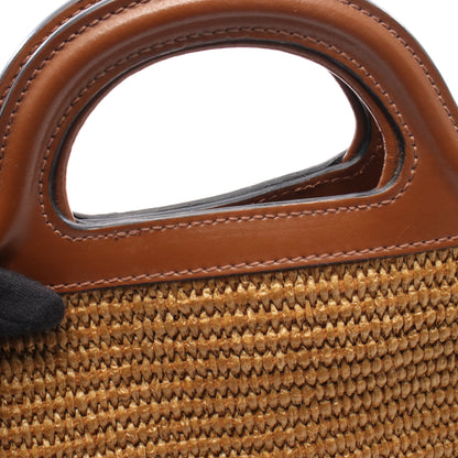 TROPICALIA SUMMER スモール かごバッグ ハンドバッグ レザー ラフィア ベージュ ブラウン 2WAY マルニ バッグ MARNI