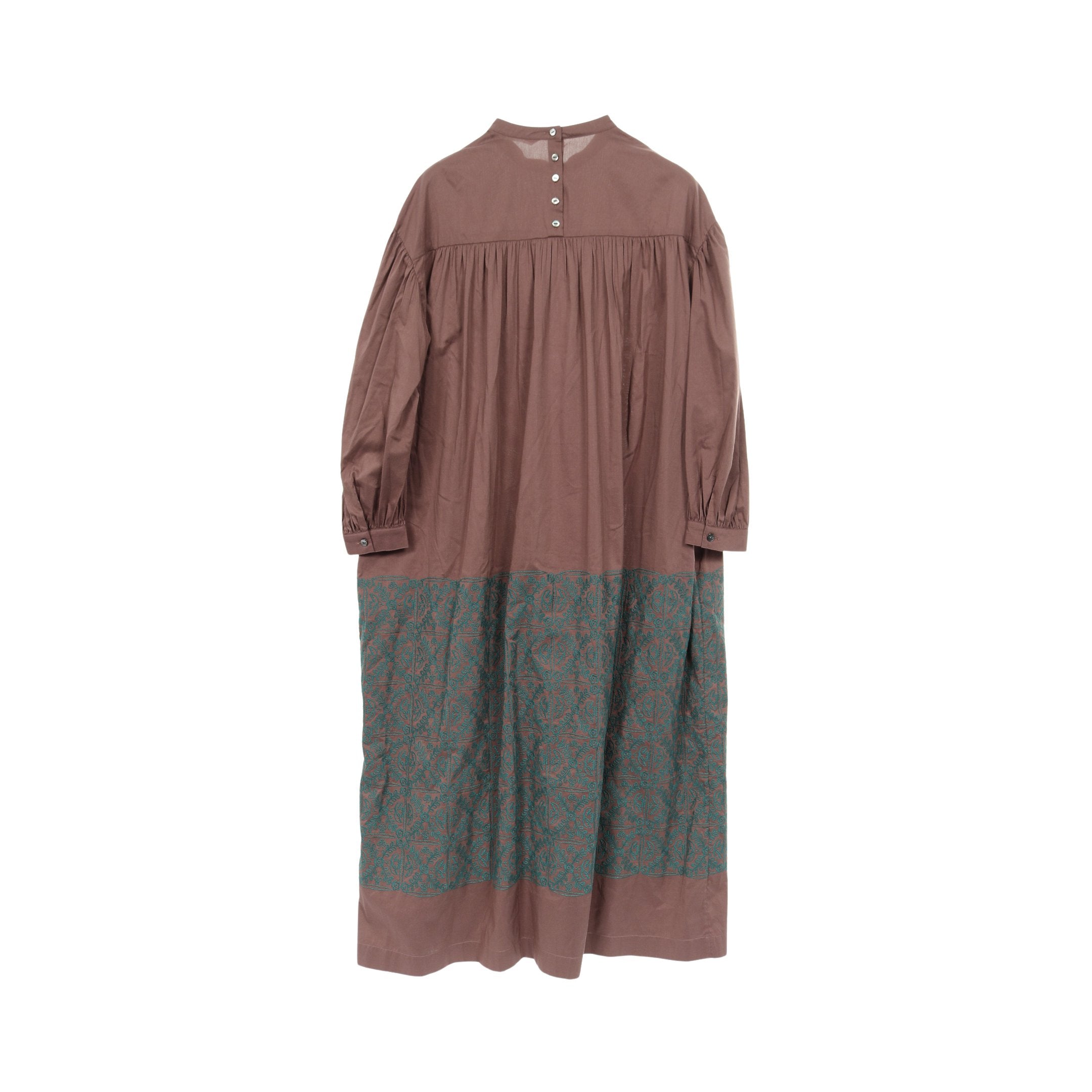 felice ワンピース 刺繍 コットン シルク ダークブラウン ミナ