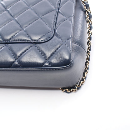 マトラッセ トップハンドル チェーンショルダーバッグ ラムスキン ネイビー ゴールド金具 2WAY シャネル バッグ CHANEL