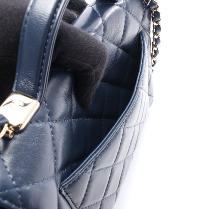 マトラッセ トップハンドル チェーンショルダーバッグ ラムスキン ネイビー ゴールド金具 2WAY シャネル バッグ CHANEL