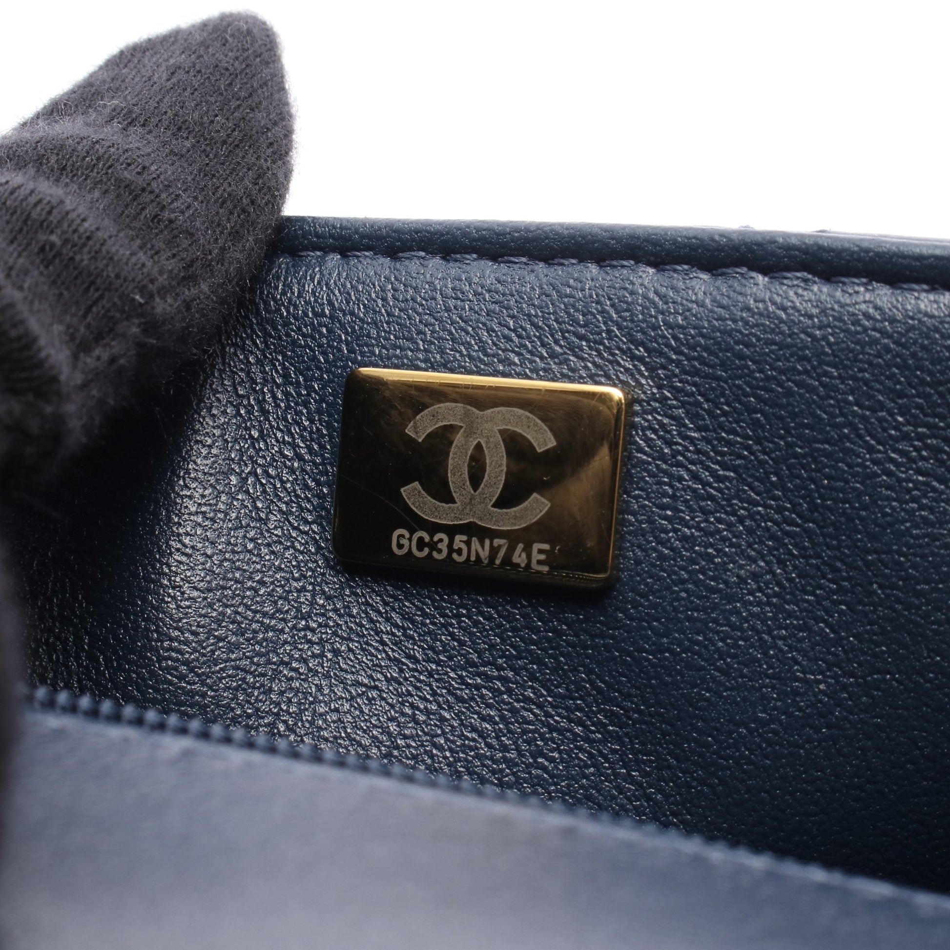 マトラッセ トップハンドル チェーンショルダーバッグ ラムスキン ネイビー ゴールド金具 2WAY シャネル バッグ CHANEL