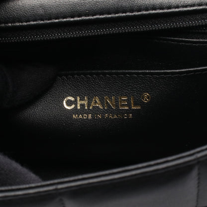 チョコバー ミニフラップ チェーンショルダーバッグ ラムスキン ブラック ゴールド金具 シャネル バッグ CHANEL