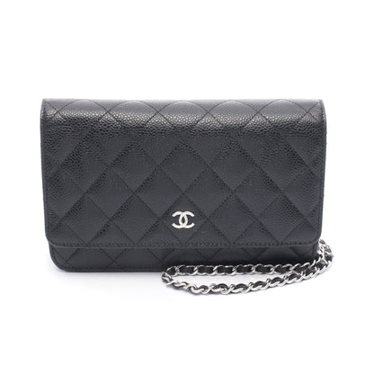 マトラッセ チェーンウォレット キャビアスキン ブラック シルバー金具 シャネル バッグ CHANEL