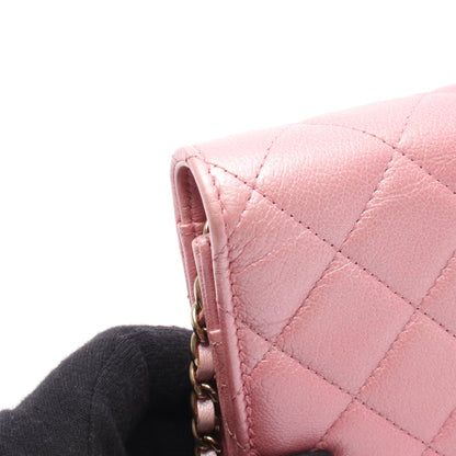 マトラッセ チェーンウォレット ラムスキン ピンク ゴールド金具 シャネル バッグ CHANEL