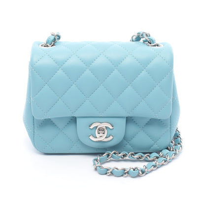 ミニマトラッセ チェーンショルダーバッグ ラムスキン ライトブルー シルバー金具 シャネル バッグ CHANEL