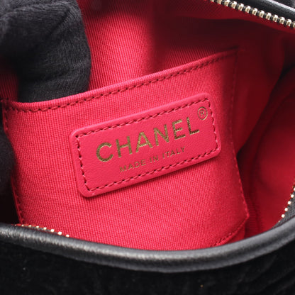 カメリア チェーンショルダーバッグ ベルベット レザー ブラック ゴールド金具 2WAY シャネル バッグ CHANEL