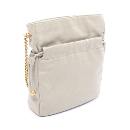 マトラッセ チェーンショルダーバッグ ラムスキン ライトグレー ゴールド金具 シャネル バッグ CHANEL