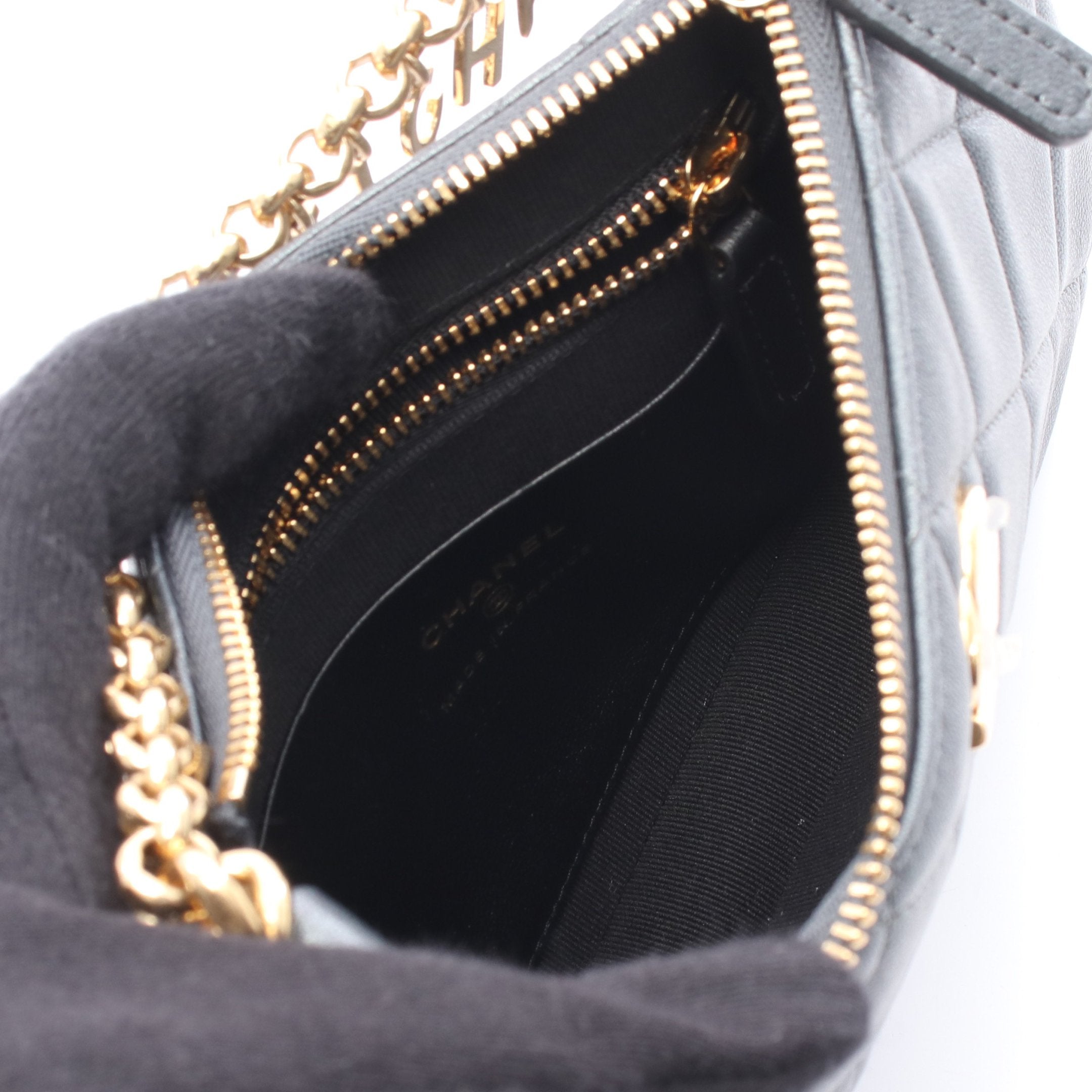 マトラッセ ココマーク チェーンショルダーバッグ レザー グレー