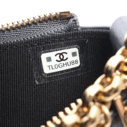 マトラッセ ココマーク チェーンショルダーバッグ レザー グレー ゴールド金具 2WAY シャネル バッグ CHANEL