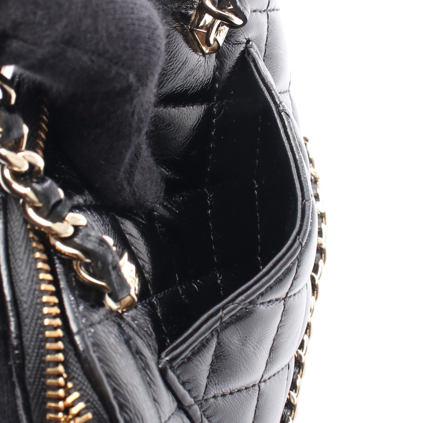 マトラッセ チェーンショルダーバッグ レザー ブラック ゴールド金具 2WAY シャネル バッグ CHANEL