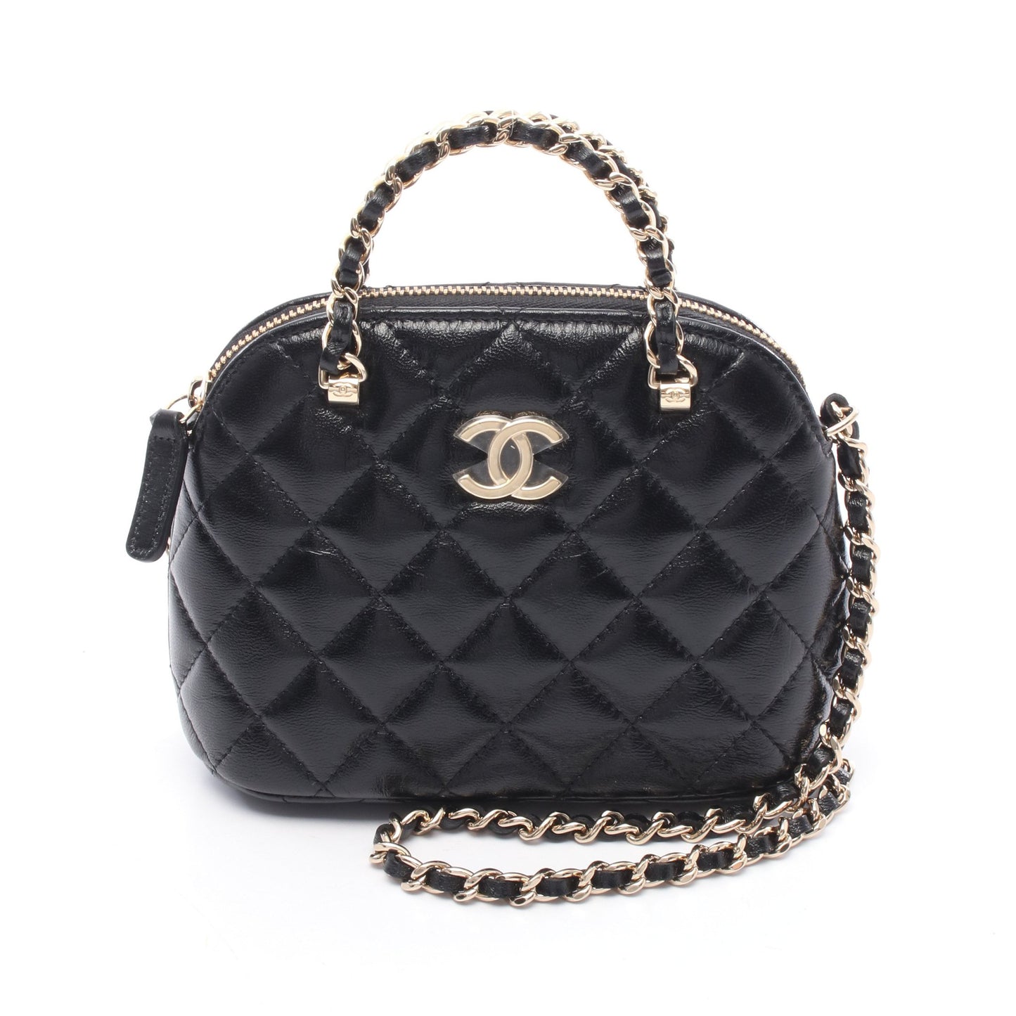 マトラッセ チェーンショルダーバッグ レザー ブラック ゴールド金具 2WAY シャネル バッグ CHANEL
