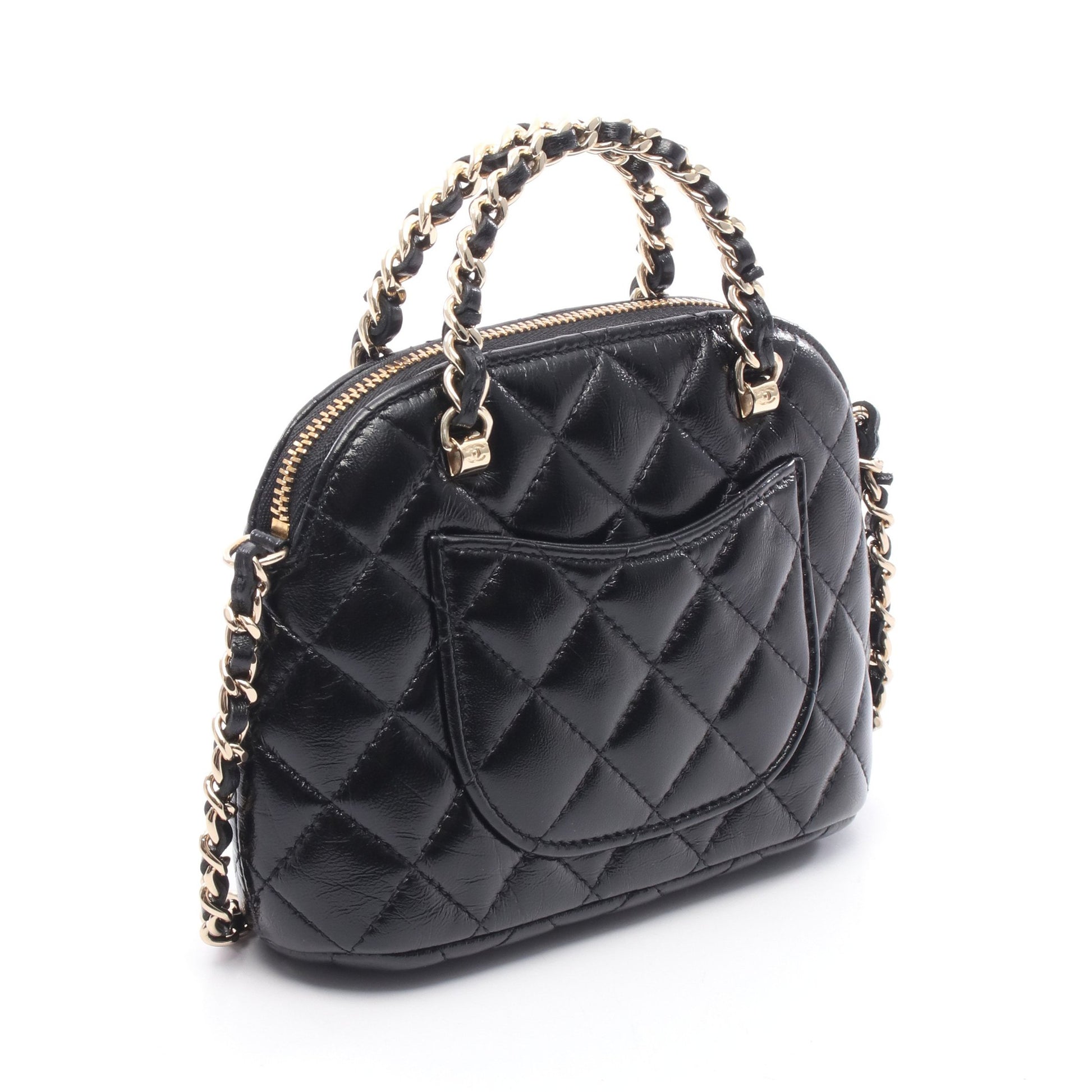 マトラッセ チェーンショルダーバッグ レザー ブラック ゴールド金具 2WAY シャネル バッグ CHANEL