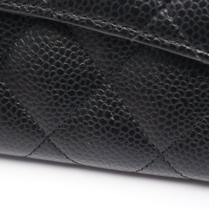 クラシック ロング フラップ ウォレット マトラッセ 二つ折り長財布 キャビアスキン ブラック ゴールド金具 シャネル 財布・小物 CHANEL