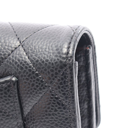 クラシック ロング フラップ ウォレット マトラッセ 二つ折り長財布 キャビアスキン ブラック ゴールド金具 シャネル 財布・小物 CHANEL