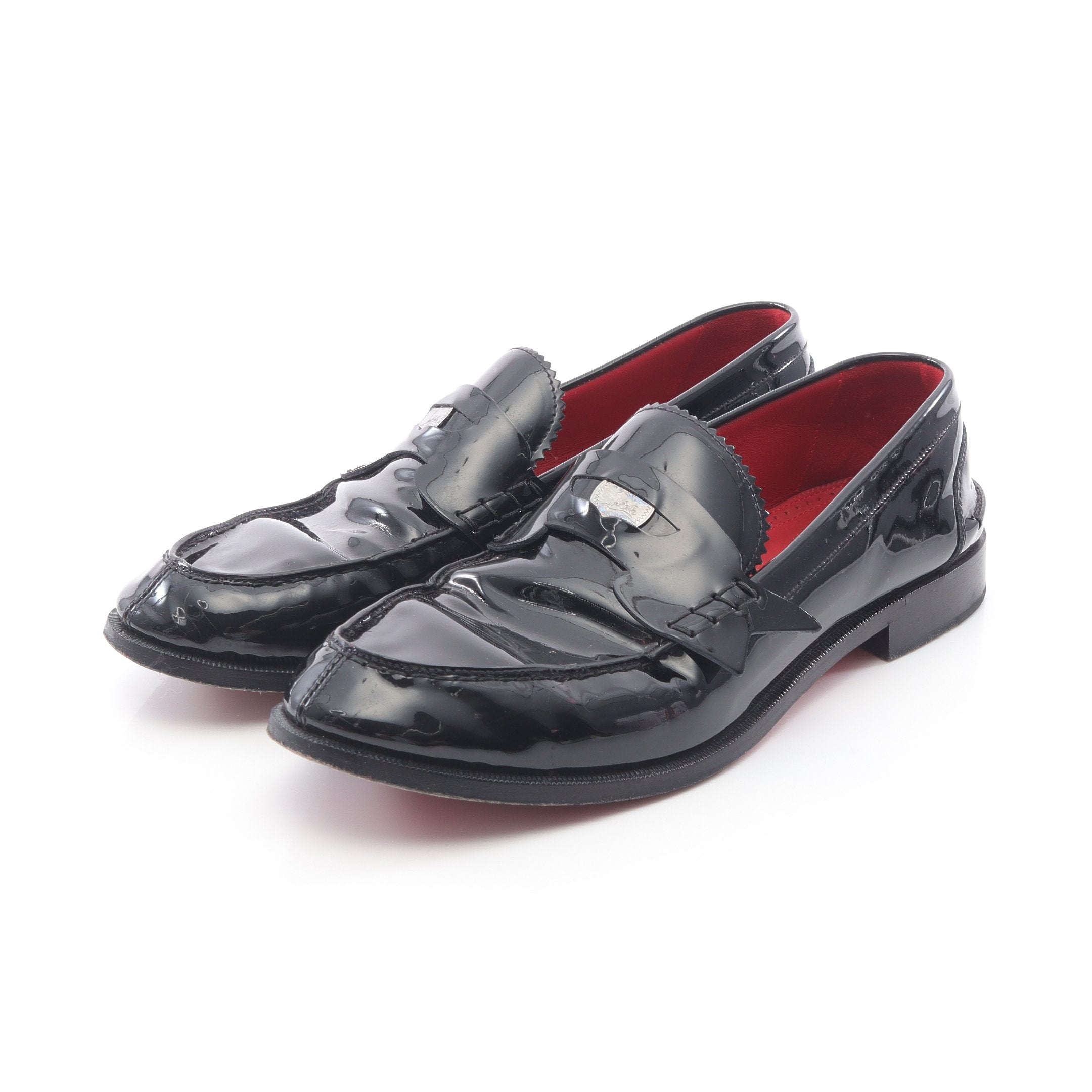 ルブタン ローファー LOUBOUTIN ローファー エナメルレザー ブラック