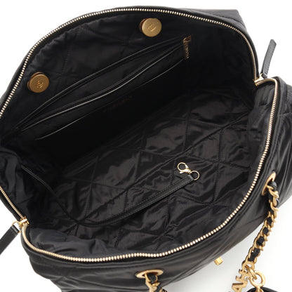 マトラッセ ラージボーリングバッグ チェーンショルダーバッグ ナイロン レザー ブラック ゴールド金具 シャネル バッグ CHANEL
