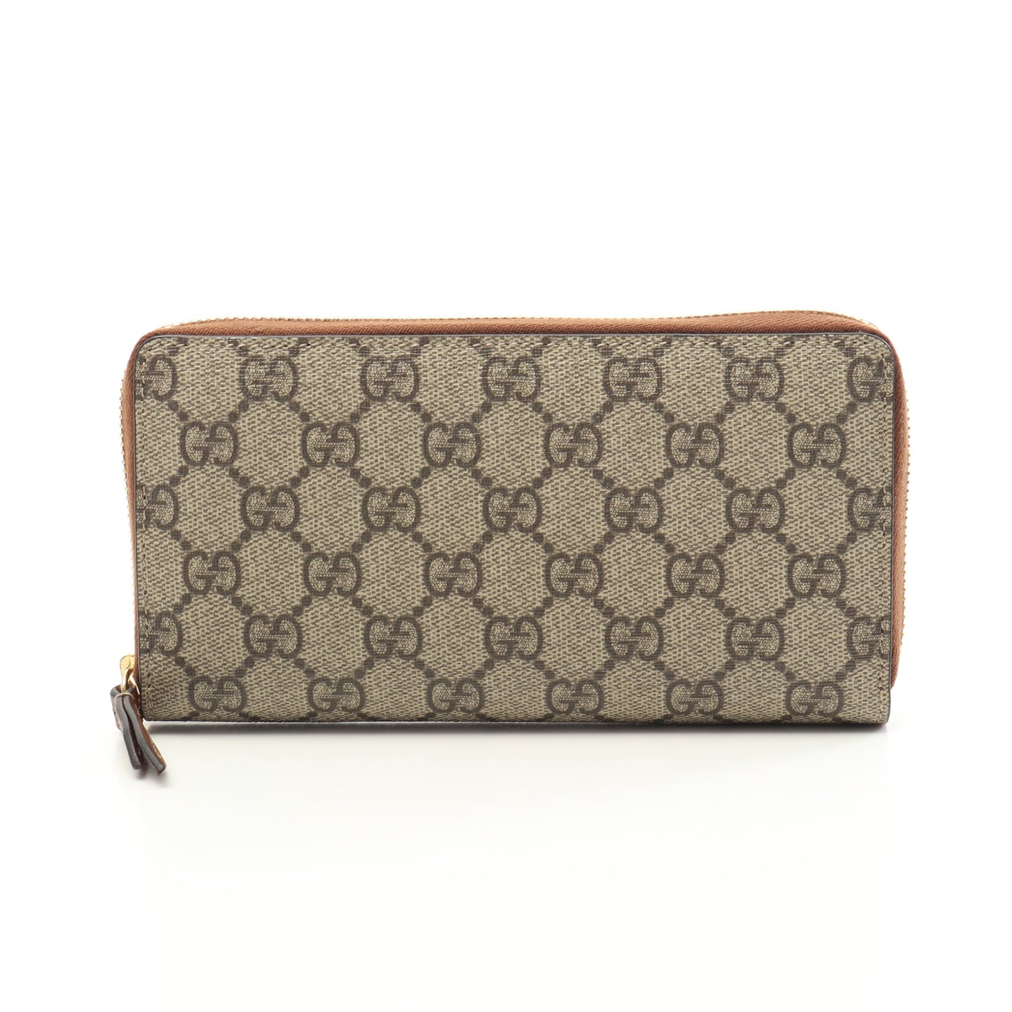GGスプリーム ラウンドファスナー長財布 PVC レザー ベージュ ブラウン グッチ 財布・小物 GUCCI