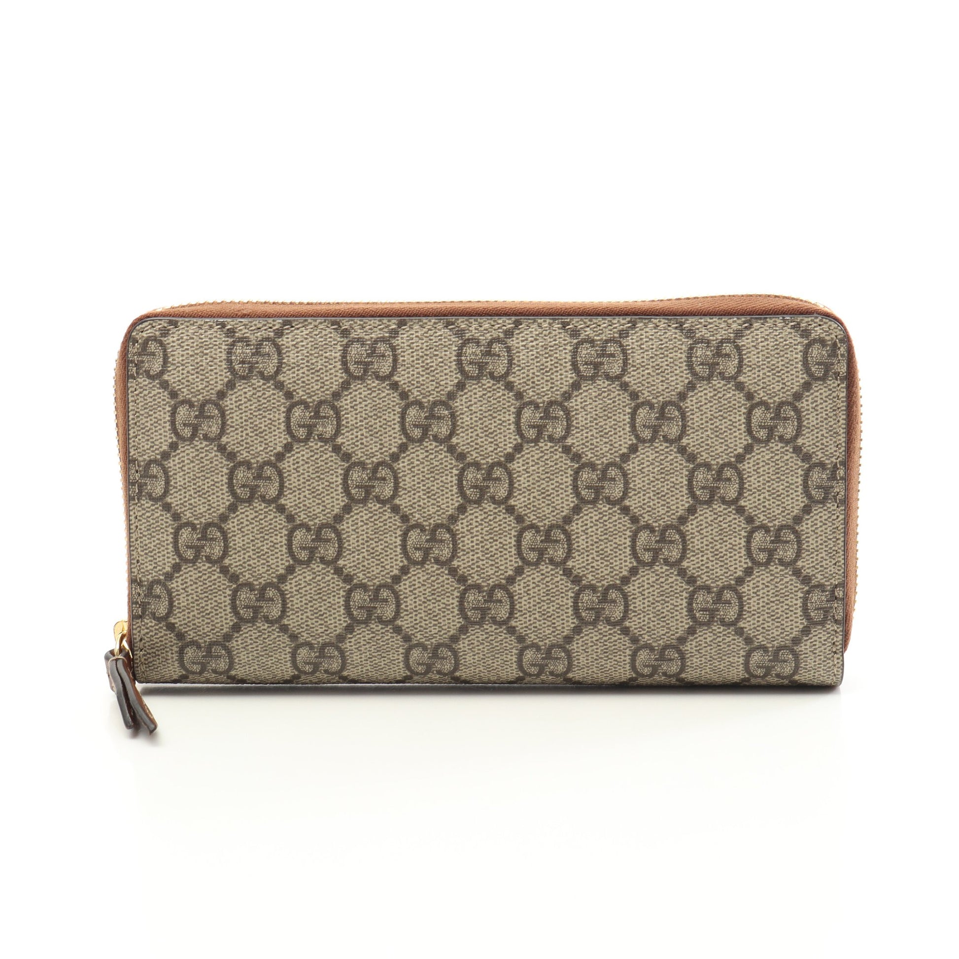 GGスプリーム ラウンドファスナー長財布 PVC レザー ベージュ ブラウン グッチ 財布・小物 GUCCI