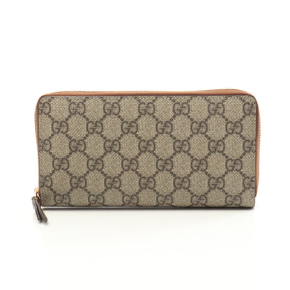 GGスプリーム ラウンドファスナー長財布 PVC レザー ベージュ ブラウン グッチ 財布・小物 GUCCI