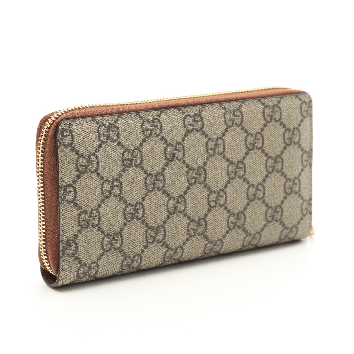 GGスプリーム ラウンドファスナー長財布 PVC レザー ベージュ ブラウン グッチ 財布・小物 GUCCI