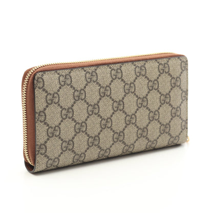 GGスプリーム ラウンドファスナー長財布 PVC レザー ベージュ ブラウン グッチ 財布・小物 GUCCI