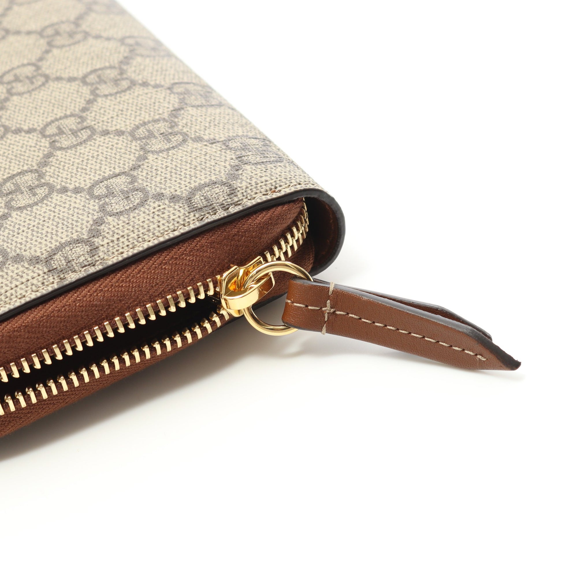 GGスプリーム ラウンドファスナー長財布 PVC レザー ベージュ ブラウン グッチ 財布・小物 GUCCI