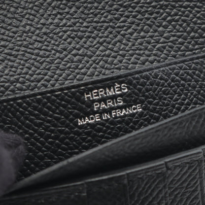 ベアンコンパクト 二つ折り財布 ヴォーエプソン ブラック シルバー金具 B刻印 エルメス 財布・小物 HERMES
