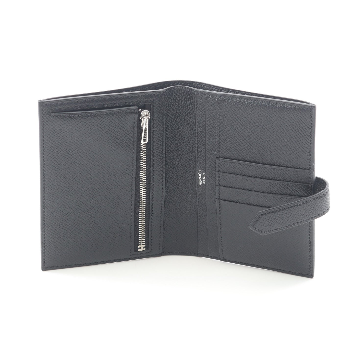 ベアンコンパクト 二つ折り財布 ヴォーエプソン ブラック シルバー金具 B刻印 エルメス 財布・小物 HERMES