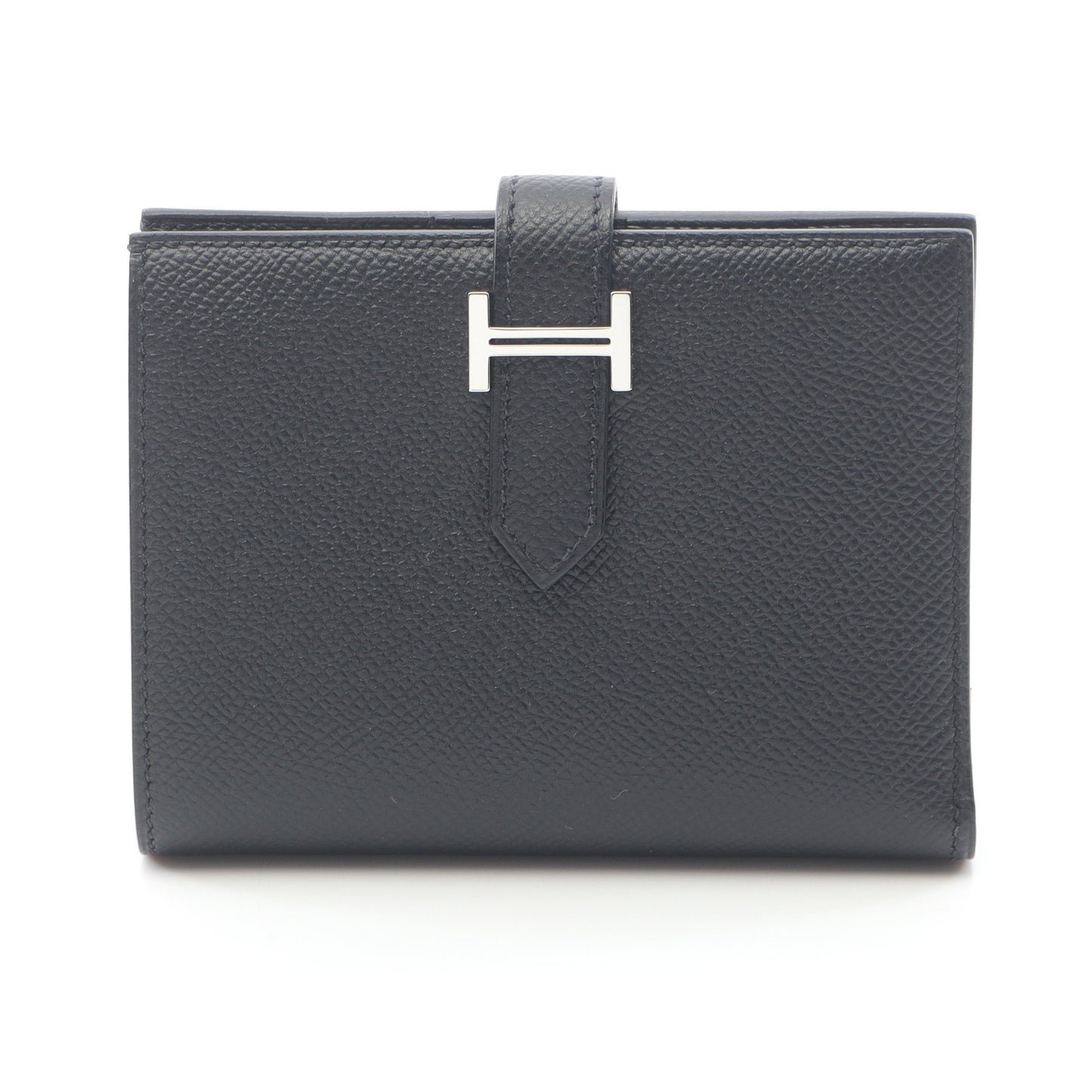 ベアンコンパクト 二つ折り財布 ヴォーエプソン ブラック シルバー金具 B刻印 エルメス 財布・小物 HERMES